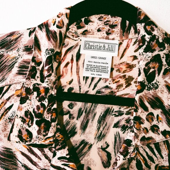 Vintage 80s/90s Christie & Jill Animal Print Blouse – Mixed Prints, Rayon - Picture 3 of 5
